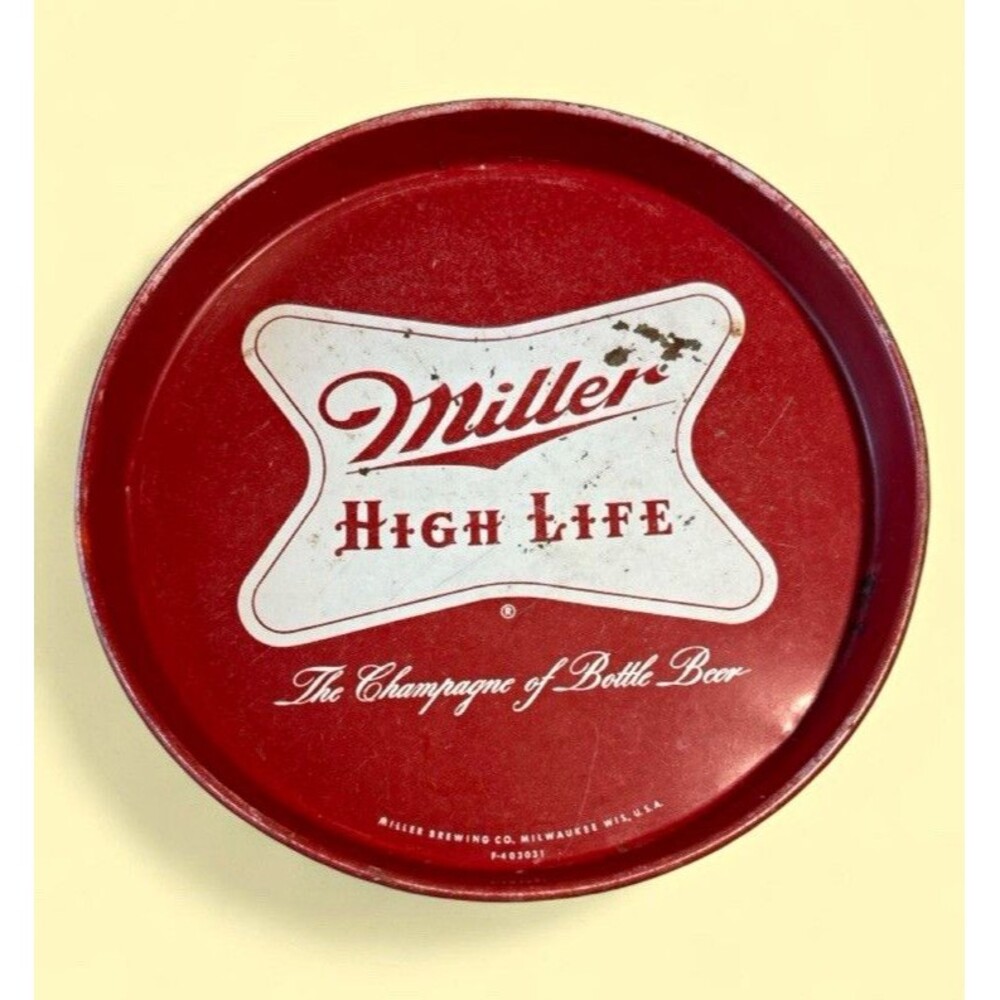 Miller High Life Round Red Beer Tray "The Champagne of Bottle Beer"